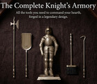 Lizh Middle Ages Knight Cast Iron Fireplace Tool Set  antique Brass
