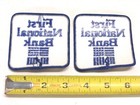 Nos   2  Vintage First National Bank Embroidered Patch  3  X 3 