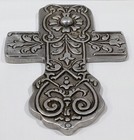 Vintage Mexican Pewter Cross Hanging Wall Decorative 8 5 Inches Tall