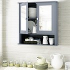 Costway Wall Mount Mirror Cabinet Bathroom Medicine Cabinet Organizer Grey