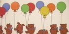 Vintage Birthday Greeting Card 20    happy Teddies    Holding Colorful Balloons