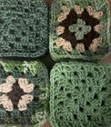Lot Of 20  5    Handcrochet Granny  Squares Block Variegated Green   Solid Green