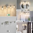 4 Lights Bathroom Vanity Light Fixtures  Brushed Nickel Modern Bathroom Wall    