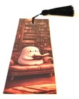 Cute Ghost Reading On Couch Bookmark Cozy Library Scene With Black Tassel Gift