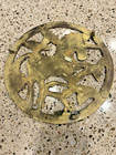 Vintage Brass Unicorn Trivet Hot Plate   Wall Hanging D  cor 7 25  Footed