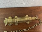 Solid Brass Victorian Eastlake French Door Bolt Lock With Chain Used