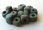 15 Larger Antique Green Hebron African Trade Beads  11-15mm  Kano 1800s