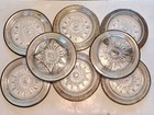 Vintage Leonard Silverplate Italy Starburst Glass Coasters Set Of 8