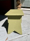 Vintage Primitive Wood Stool Green Paint 12 5    Tall Antique Handmade  
