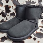 Ugg Women s Mini Bailey Bow Ii Boots Black Suede Authentic  New In Box Size 8