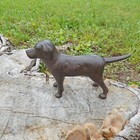 Cast Iron Excited Dog Shelf Figurine Statue Rustic Brown Finish 5 Inch Tall