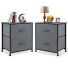 Modern Nightstand With 2 Fabric Drawers Bedside End Table With Storage Shelf