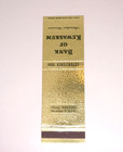 Matchbook Bank Of Kewaskum Wi Established 1904 Gold Tone Foil
