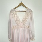 Shadowline Nightgown Robe Pegnoir Womens Medium Pink Silky Nylon Vintage Open