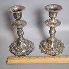 Vintage Leonard Silverplate Candlestick Holder Pair Ornate Rococo Japan 7   