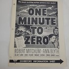 One Minute To Zero Rko Promo Sheet 1952 War Film Robert Mitchum Howard Hughes