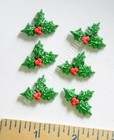 6 Glitter Holly Craft Embellishments   Christmas Holly Flat Back   Jesse James 