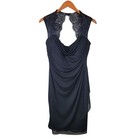 New Dressbarn Dress 8 Evening Special Event Sheath Knee Ruched Drape Lace Black