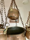 A Rare And Beautiful Graduated Set Of Five Antique Copper Hanging Pots C 1900 Gc