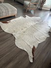 Large Gray white Genuine Cow Hide Rug Brazil Approx  95  X 80  Hides   Skins