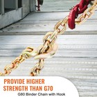 3 8   X 20  Binder Chain G80 Transport Tow Chain With Hooks 7100lbs