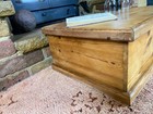 Old Antique Pine Chest  Vintage Wooden Storage Trunk  Blanket Box  Coffee Table 