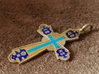 Antique Imperial Russian 84 Silver Bicolor Enamel And Gilding Cross Pendant