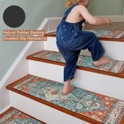 Non-slip Stair Treads Wooden Steps Carpet Indoor Set Of 15 Super 30 x8 rubber