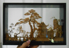 Asian Art Cork Carving Diorama Pagoda Art Large Vintage 