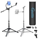 Guitto Microphone Floor Stand With Phone Tablet Holder Adjustable Boom Mic Stand
