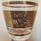 Vintage French Glass Decanter   6 Shot Glasses Set     Gold Scroll     Marked France