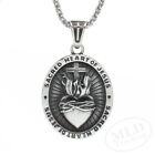 Silver Stainless Steel Holy Sacred Heart Of Jesus Medal Cross Pendant Necklace
