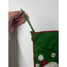 Vintage Handmade Felt Santa Claus Christmas Stocking Sequin Applique Green Red