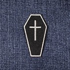 Coffin Applique Patch - Embroidered Jesus Cross Casket Mortuary Funeral Badge