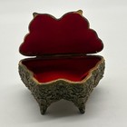 Vintage Filigree Butterfly Trinket Box Gold Tone Red Velvet Lined Footed