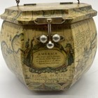 Anton Pieck Decoupage Bakelite Top Handle Purse Hand Crafted Globe America Map