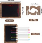15 Pcs Mini Chalkboard Sign With 6 Color Chalk Markers  2 9    X 3 9    Wooden Bl   
