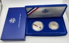 1986-s Liberty Silver Dollar   Half Dollar 2 Coin Proof Set Box No Coa