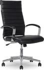 High-back Swivel Office Chair With Lumbar Support  Ergonomic Ribbed Faux