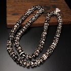 Tibetan Estate Dzi Bead Tabular Agate Mala Necklace Amuletancientcollectiblea494