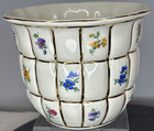Vintage 1930s Ivory Floral   Gold Gilded Planter Pot   Czechoslovakia