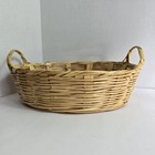 Vintage Woven Rattan Light Weight Oval Fruit Basket 14  Boho Farmhouse Wicker