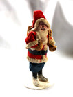 Vintage Clay Face Santa Claus Figurine Toy Sack 5 5  Christmas Belsnickel