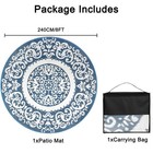 Homcomoda 8ft Round Outdoor Rug Blue Waterproof Reversible Plastic Straw Patio