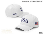 White Usa Hat Trump 45 47 Flex Fit Baseball Cap Structured Embroidered July 4th