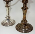 Vintage Silver On Copper Nouveau Three-light Candelabras - Candleholders