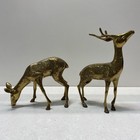 Mid Century Brass Deer  Pair Of Vintage Decorative Brass Statues