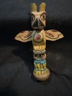 Colorful Hand Carved Wooden Totem Pole Figurine Raven Beaver Alaska Souvenir