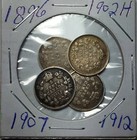 1890h 1903 1904 1905 Canada 4 Coin Lot   Silver 5 Cent Half Dime   Low Shipping 