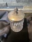 Antique Victorian Glass Jar W  Silver Metal Lid